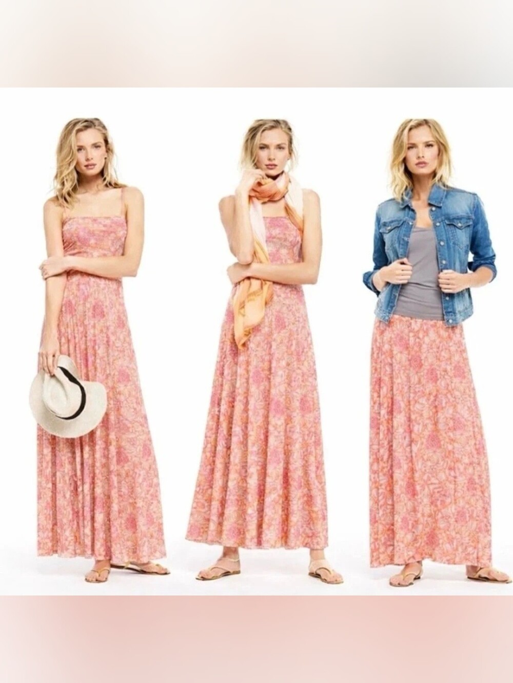 Victoria's Secret Strapless Floral Maxi Dress in Pink Medium